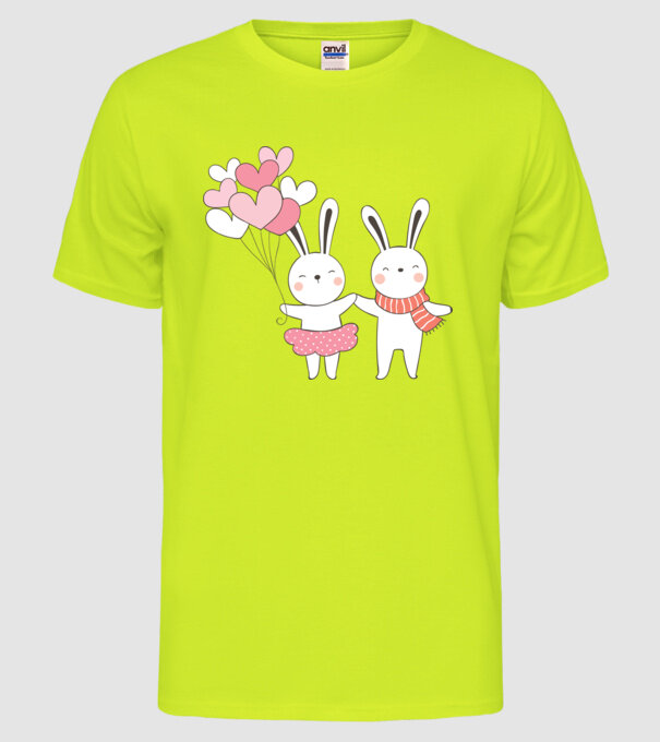 IEPURAȘI ÎNDRĂGOSTIȚI 3 model galben neon pe tricou