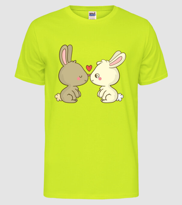 IEPURAȘI ÎNDRĂGOSTIȚI model galben neon pe tricou