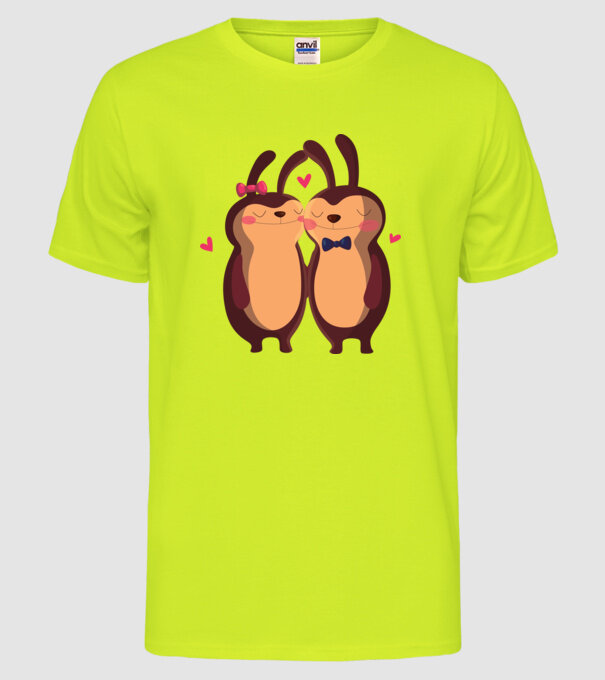 IEPURAȘI ÎNDRĂGOSTIȚI model galben neon pe tricou
