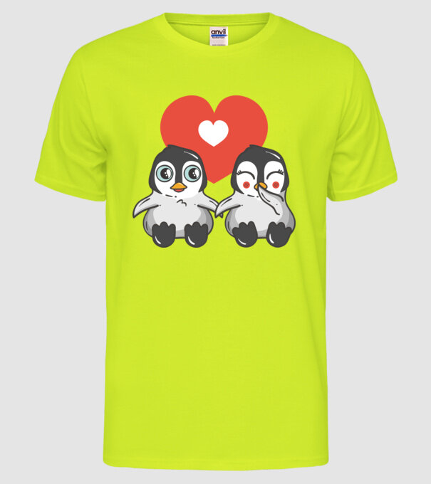 PINGUINI ÎNDRĂGOSTIȚI 7 model galben neon pe tricou
