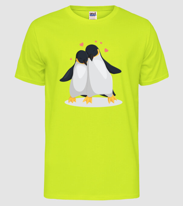 PINGUINI ÎNDRĂGOSTIȚI 8 model galben neon pe tricou