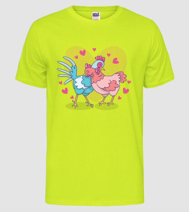 PUI ÎNDRĂGOSTIȚI model galben neon pe tricou