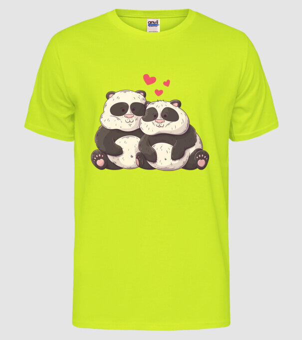 URȘI PANDA DOLOFANI ÎNDRĂGOSTIȚI model galben neon pe tricou