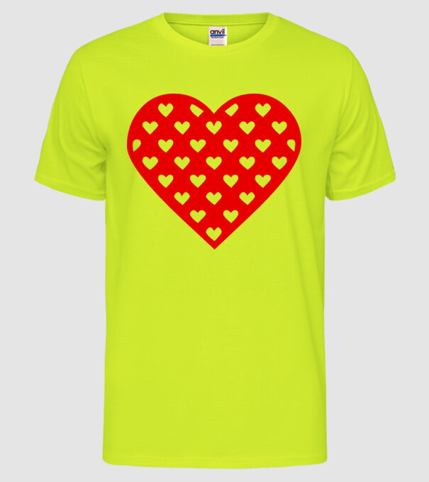 Inimă în inimă model galben neon pe tricou