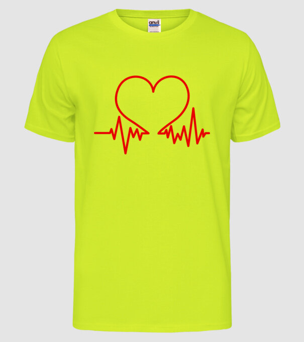ECG inimă model galben neon pe tricou