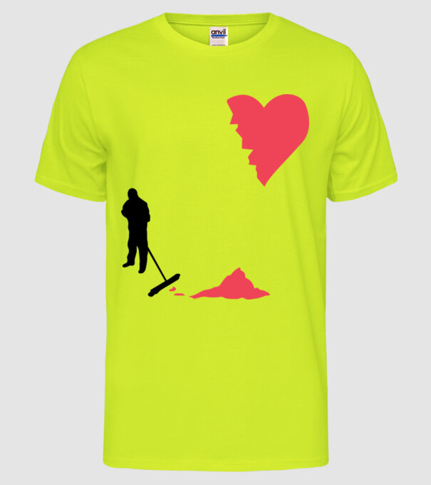 Curățător de inimi model galben neon pe tricou