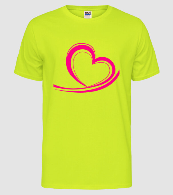 Linia inimii model galben neon pe tricou