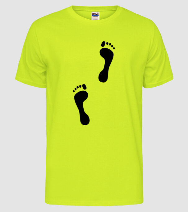 tălpi model galben neon pe tricou