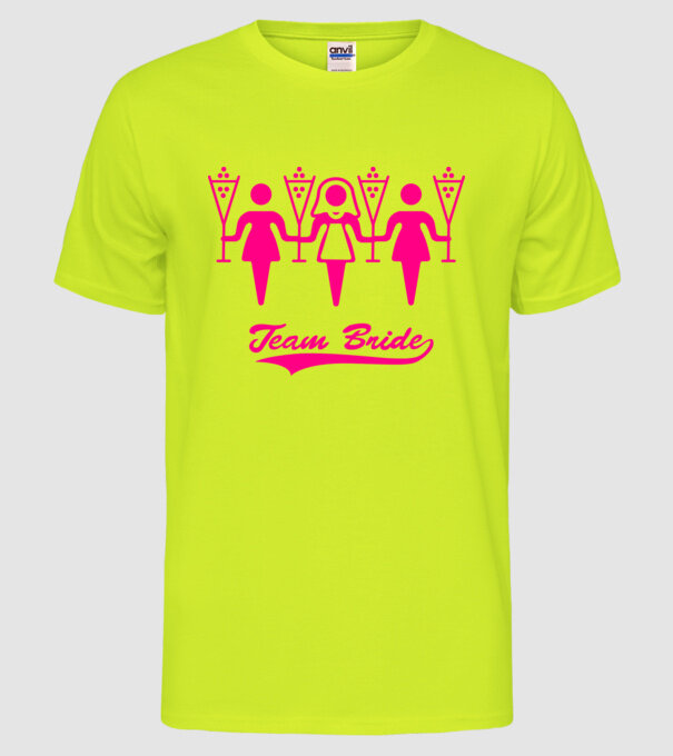 Team Bride model galben neon pe tricou