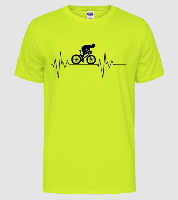 Biker Heartbeat model galben neon pe tricou