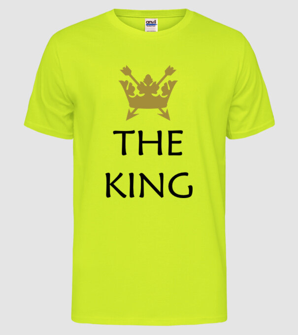 The King model galben neon pe tricou