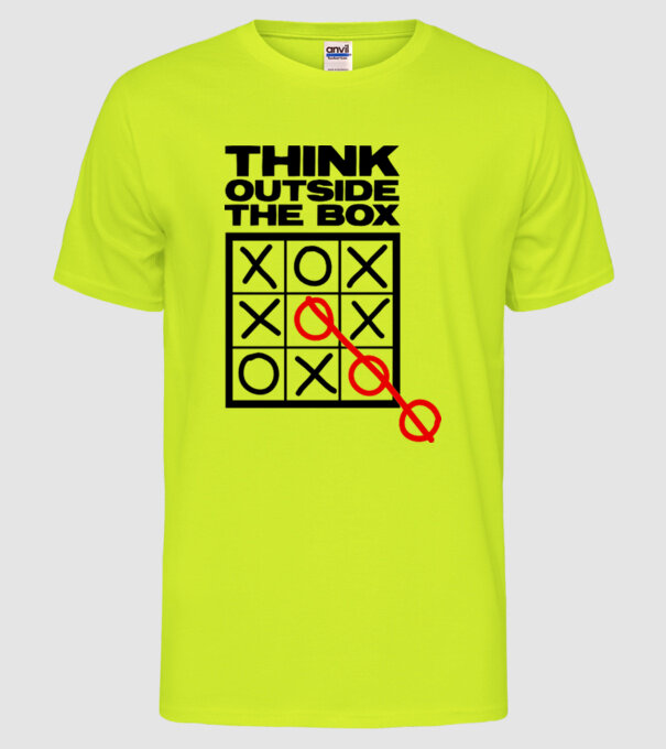 Think outside the box model galben neon pe tricou