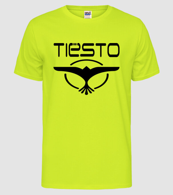 Tiesto logo model galben neon pe tricou