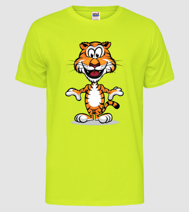 tigru model galben neon pe tricou