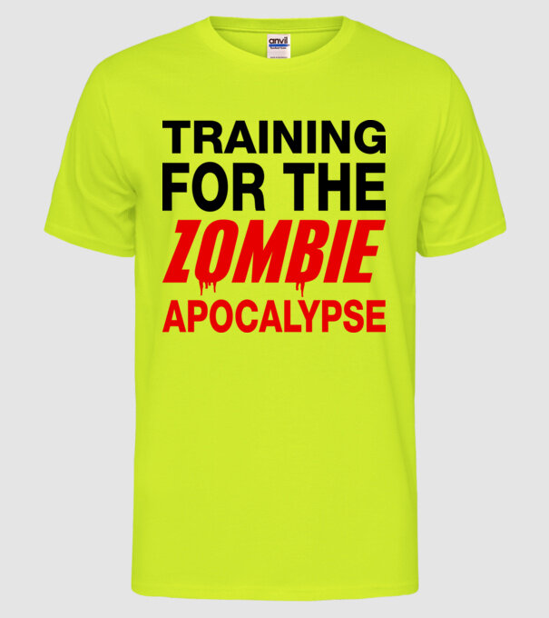 training for the zombie apocalypse model galben neon pe tricou