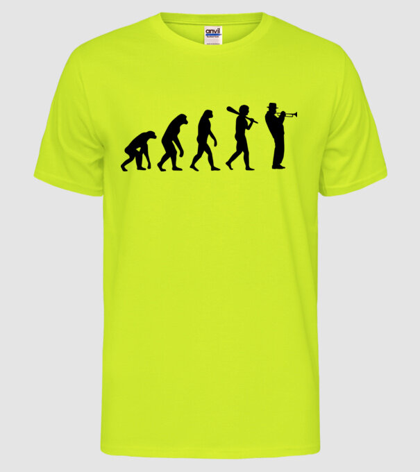 Trombitás evolúció model galben neon pe tricou