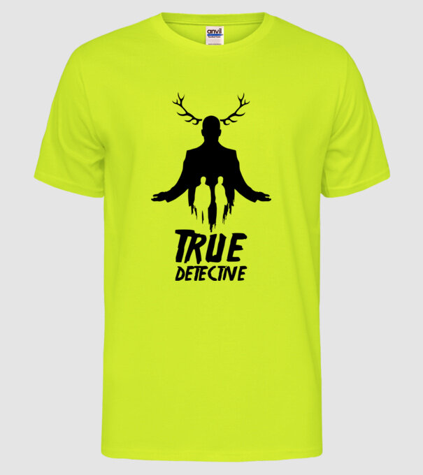 True Detective model galben neon pe tricou