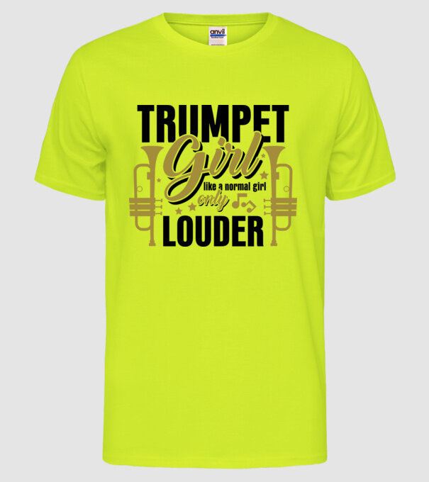 Trumpet girl model galben neon pe tricou