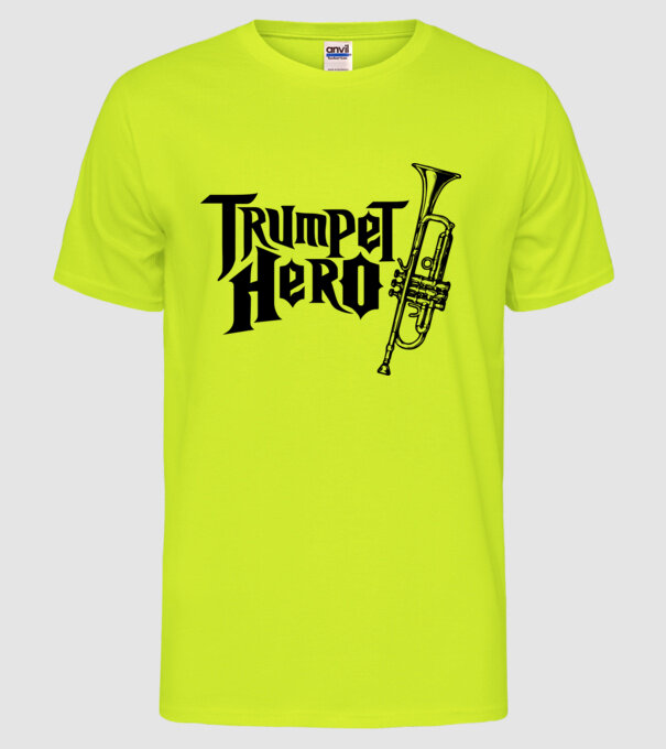 Trumpet Hero model galben neon pe tricou