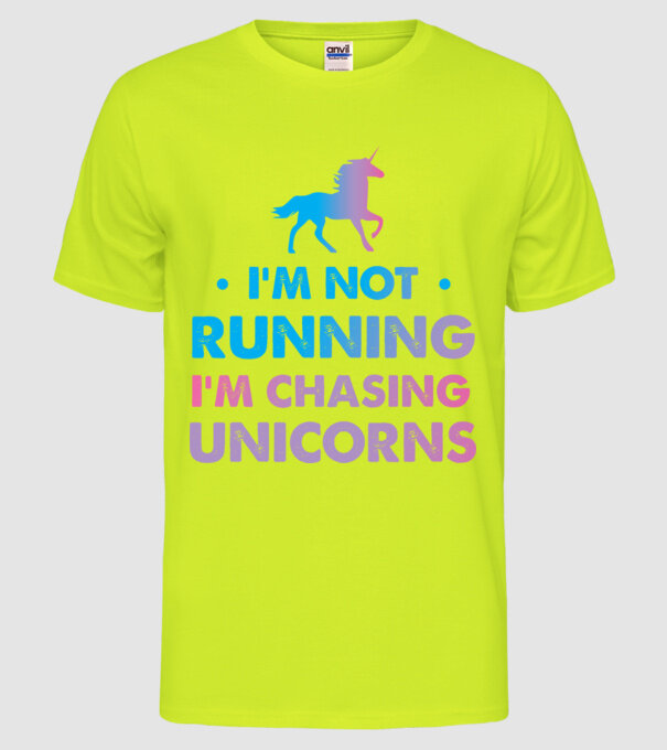 Unicorn Alergare model galben neon pe tricou
