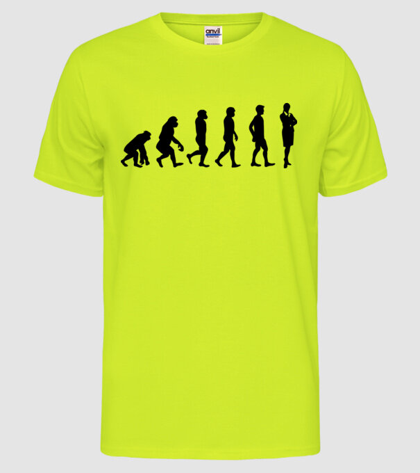 Evoluție femeie de afaceri model galben neon pe tricou