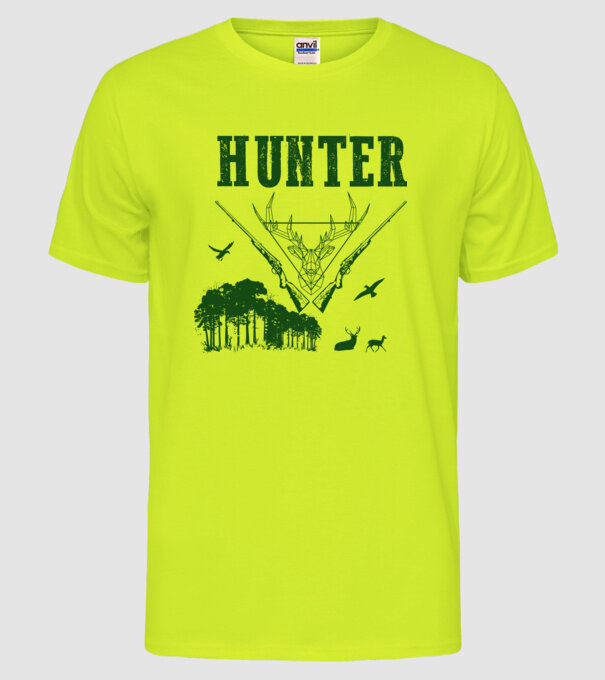 Vânător model galben neon pe tricou