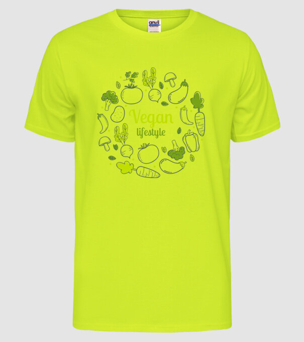 vegan lifestyle model galben neon pe tricou