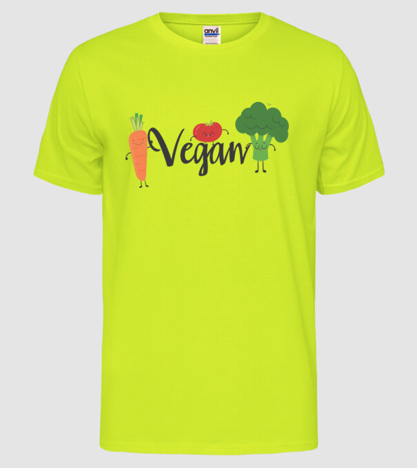 Vegan veggies model galben neon pe tricou
