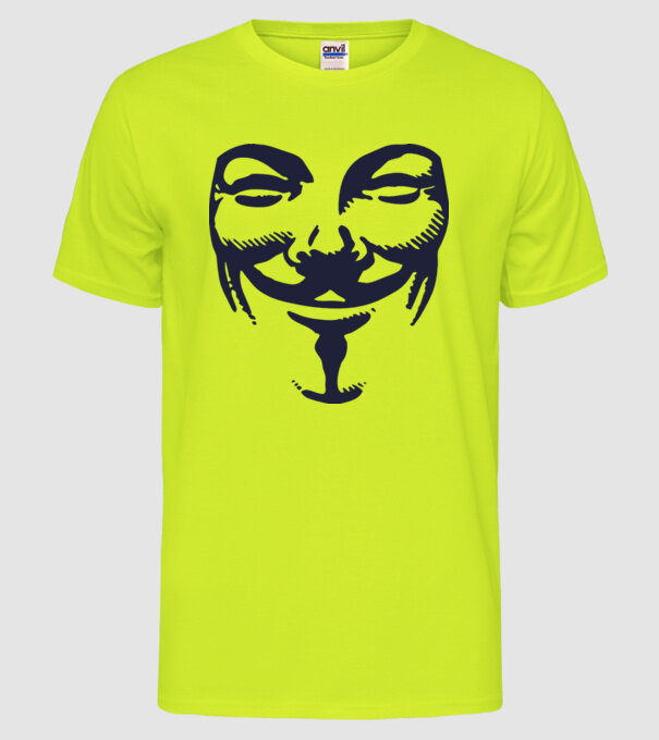 vendetta mask model galben neon pe tricou