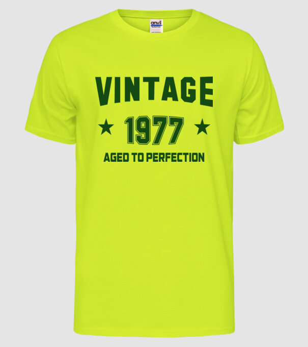 Vintage - 1977 model galben neon pe tricou
