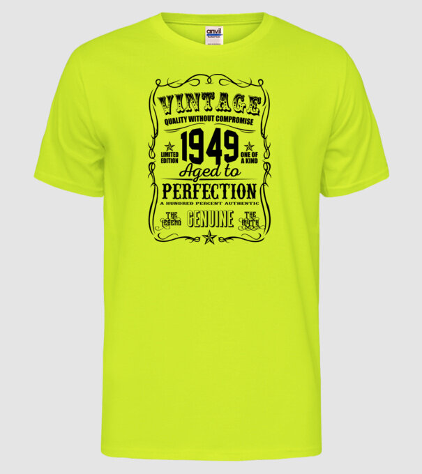 Vintage perfection 1949 model galben neon pe tricou