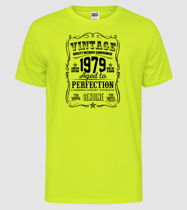 Vintage perfection 1979 model galben neon pe tricou