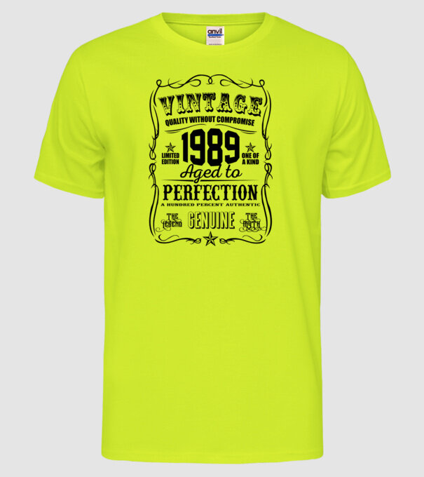 Vintage perfection 1989 model galben neon pe tricou