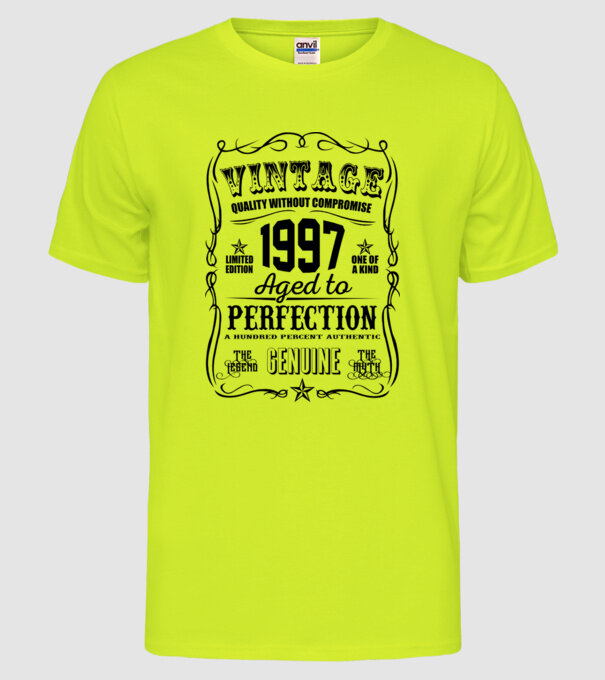 Vintage Perfection - 1997 model galben neon pe tricou