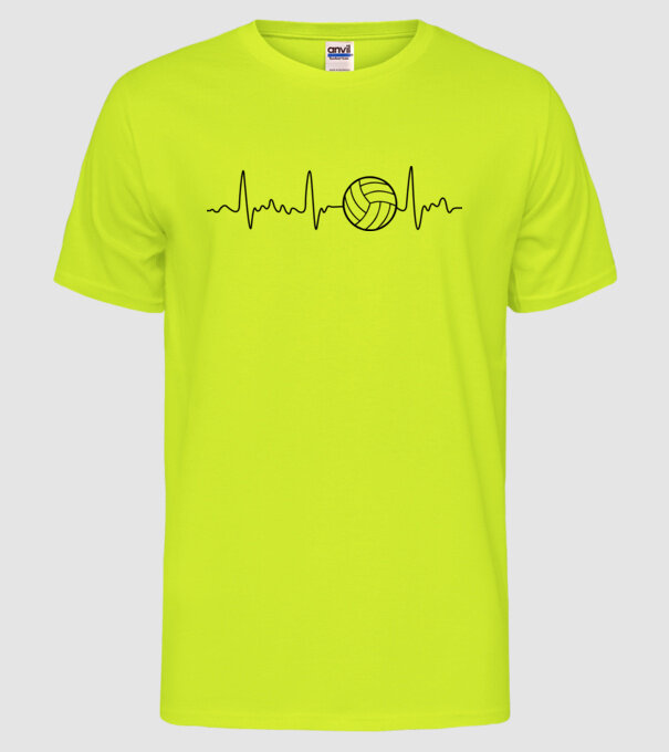 Volleyball heartbeat model galben neon pe tricou