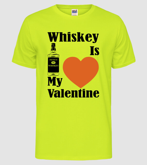 Whiskey Valentine model galben neon pe tricou