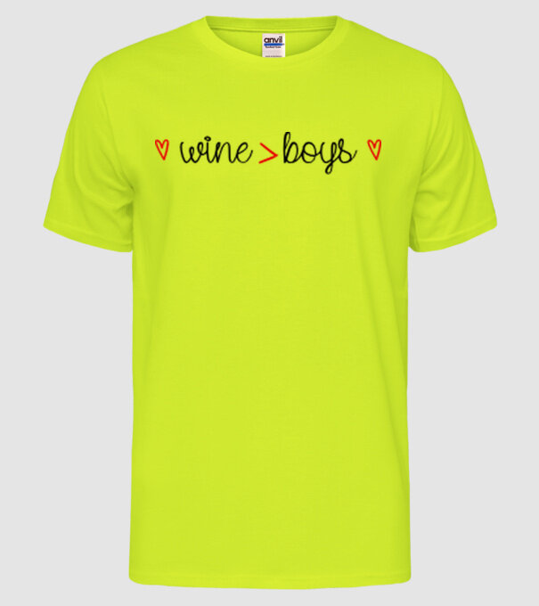Wine and boys model galben neon pe tricou