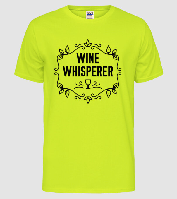 Wine tasting team Wine Whisperer model galben neon pe tricou