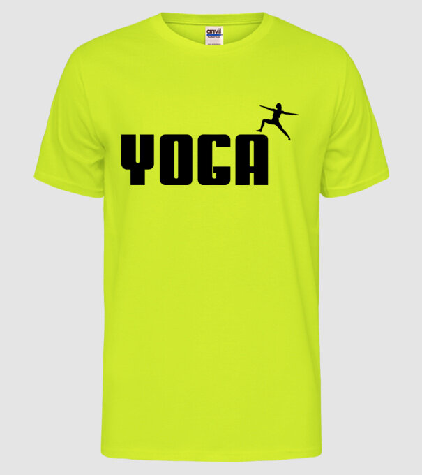 yoga model galben neon pe tricou