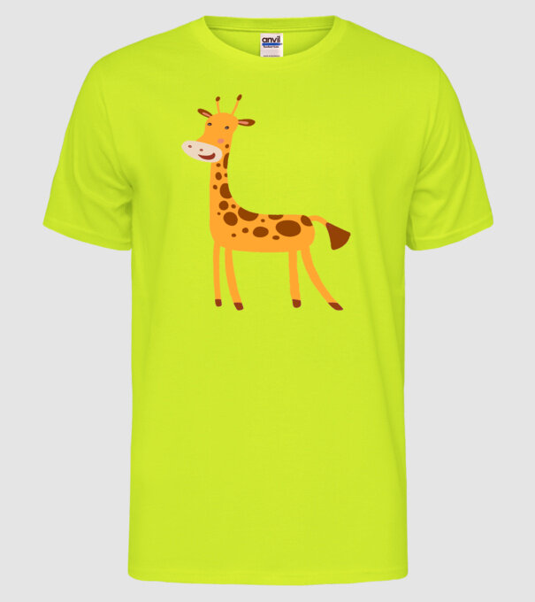 Girafă drăguță model galben neon pe tricou