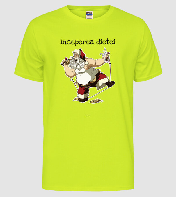începerea dietei - 1 ianuarie model galben neon pe tricou