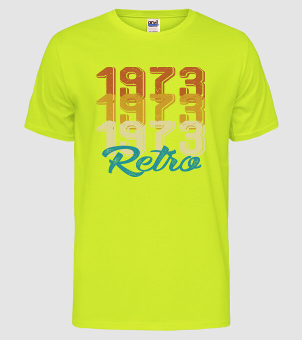 1973 retro model galben neon pe tricou