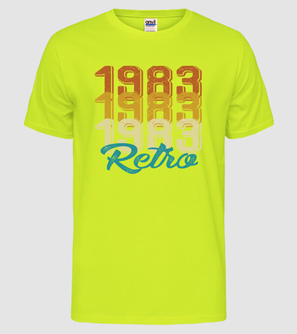 1983 retro model galben neon pe tricou