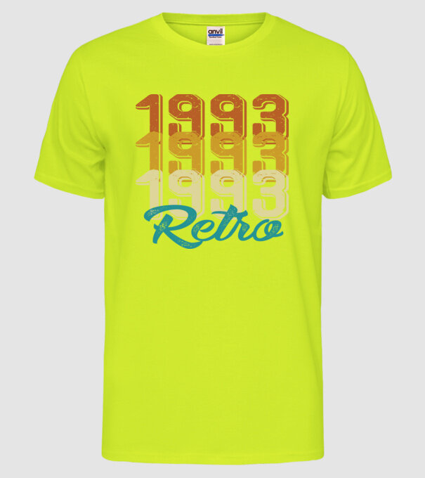1993 retro model galben neon pe tricou