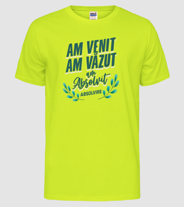 Absolvire model galben neon pe tricou