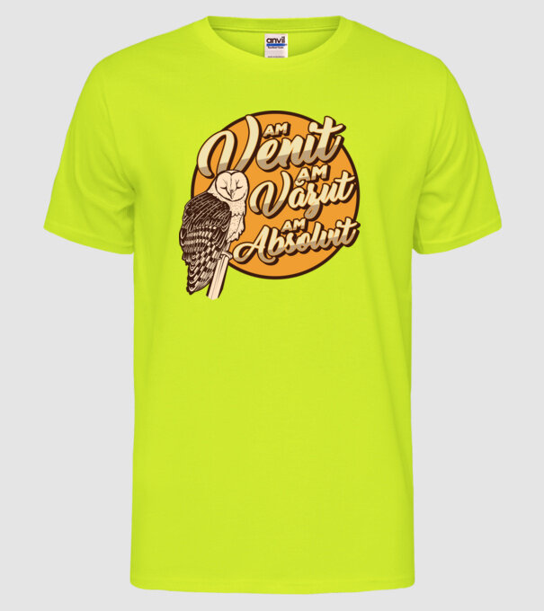 Absolvire model galben neon pe tricou