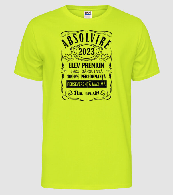 Absolvire Premium model galben neon pe tricou