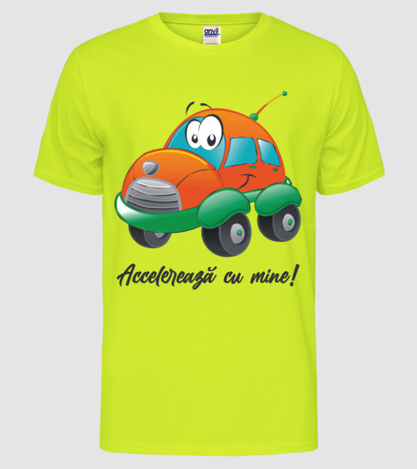 accelerează cu mine model galben neon pe tricou