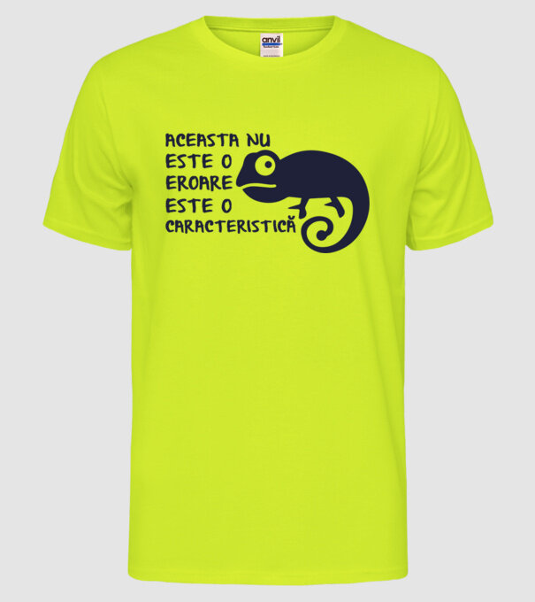 Aceasta nu este o eroare, este o caracteristică model galben neon pe tricou