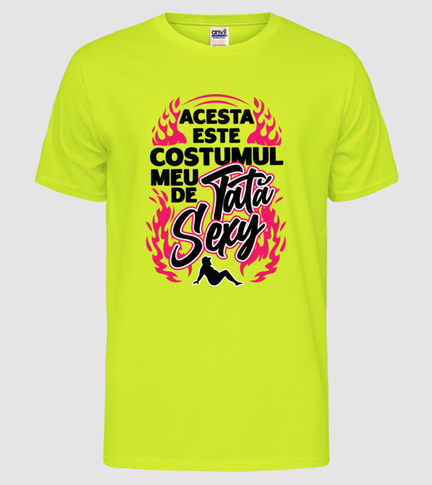 Acesta este costumul meu de tată sexy model galben neon pe tricou